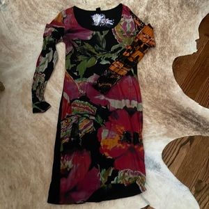 Desigual Dress, great floral graphic pattern, black back